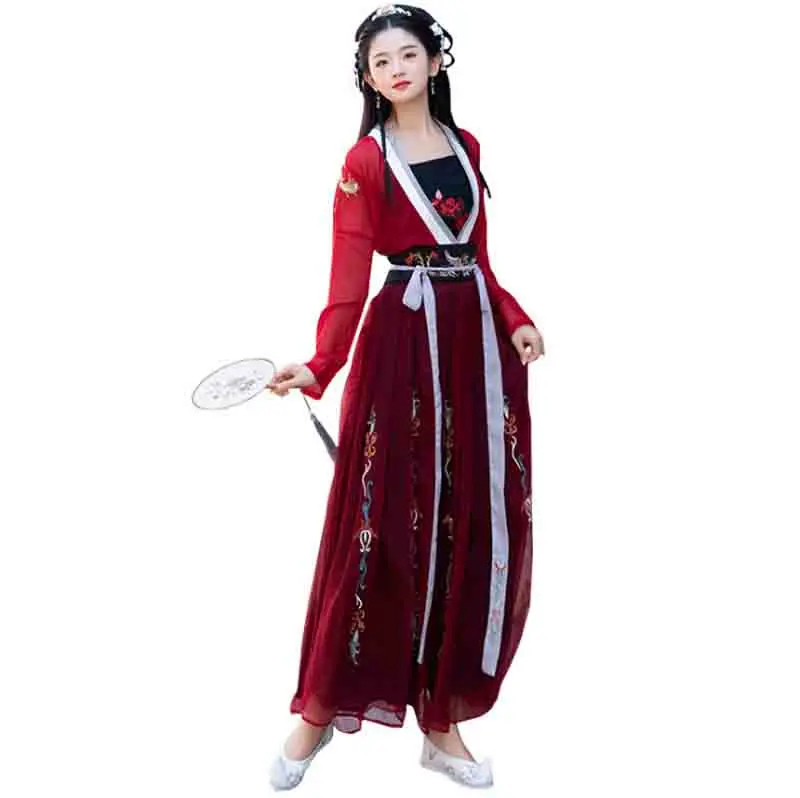 Женское Красное роскошное пальто Hanfu старинное китайское винтажное нарядное