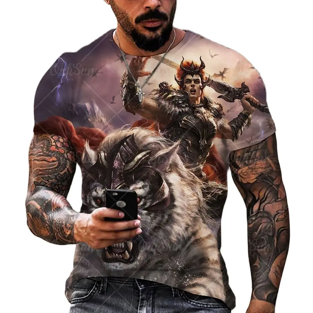 2021 New Fashion Cool T-shirt For Men’s 3D T-shirt Printing lion Short Sleeve Summer Shirt Printing T-shirt