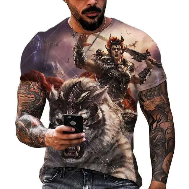 2021 New Fashion Cool T-shirt For Men’s 3D T-shirt Printing lion Short Sleeve Summer Shirt Printing T-shirt OFSM-00854