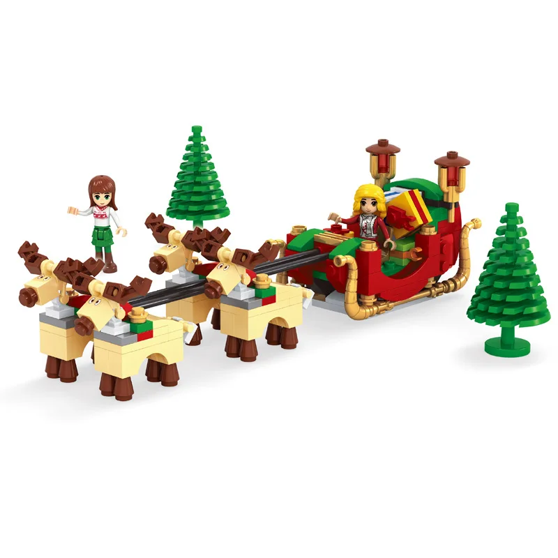 

228pcs Girl Christmas Deer Santa Ride Carriage Building Blocks Toy Compatible With 25526