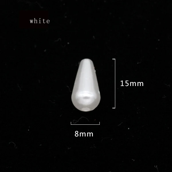 8x15mm white 100p акрил груша слеза падение искусственный пришитый жемчуг разделитель свободные бусины для изготовления ювелирных изделий ожерелье браслет DIY бисерное ремесло мульти-размер - Цвет: 8x15mm white