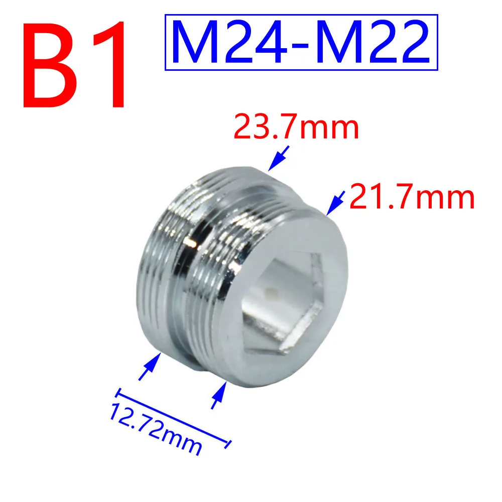 Silver 1/2 M20 M22 M24 Threaded Connector Brass M16 M17 M18 M19 M28 M32 Water Tap Connector For Faucet Adaptor 1pcs 