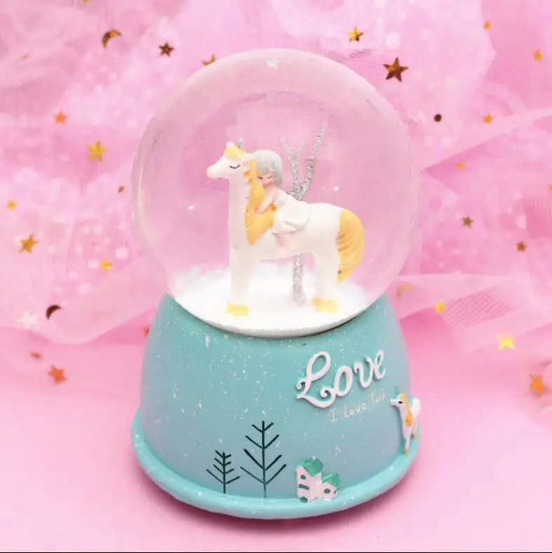 802 Nordic creative female cartoon crystal ball water polo snowflake music box creative layout