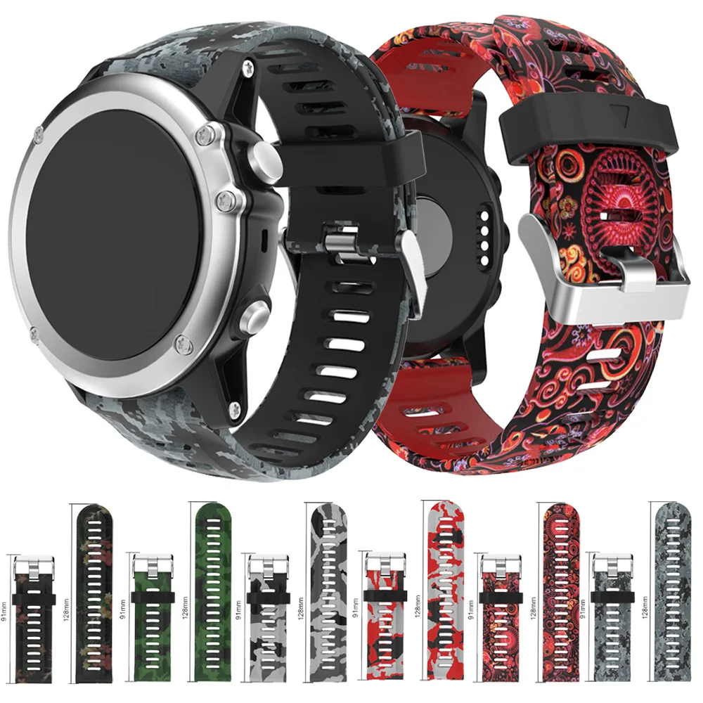 

Silicone bracelet strap for Garmin Fenix5 X Smart watch Print camouflage wrist band For Garmin Fenix3 HR Accessories sport band