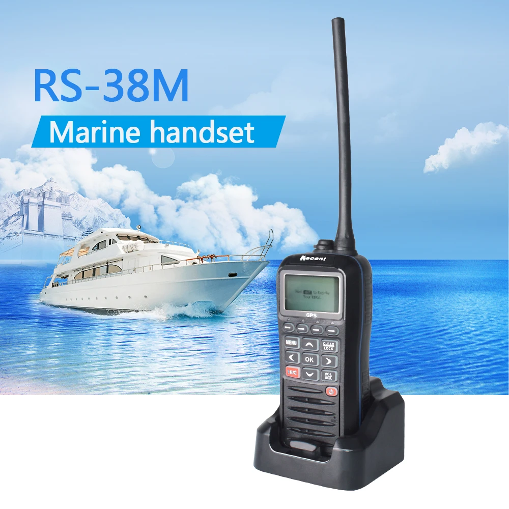 SOCOTRAN RS-38M GPS Marine Two Way Radio VHF Handheld Floats Waterproof IPX7 ATIS code Tri-watch 156.025-157.425MHz Transceiver