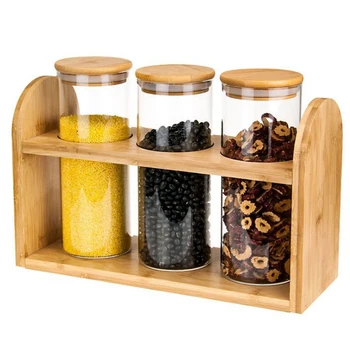 

Food Storage Containers 3 PCS Set Airtight Kitchen Glass Storage Jar With Lid Food Pantry Organization with Containers Rack