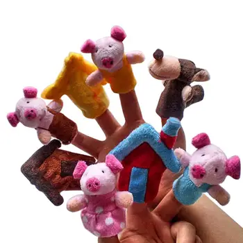 

Kuulee 8-Piece Soft Animal Finger Puppets for Fairy Tale The Three Little Pigs Children Story Time Toys