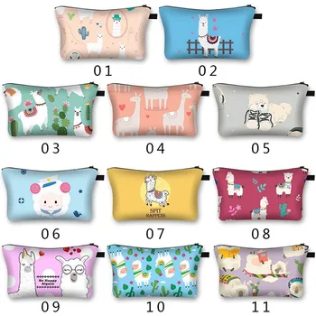 

Polyester Cartoon Alpaca Cosmetic Bag Ladies Multifunctional Storage Bag