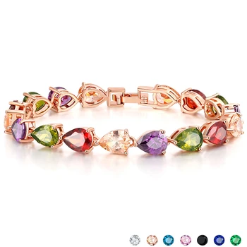 

CARSINEL Luxury Water-Drop Shape Rose Gold-color Bracelet for Women Fashion AAA CZ Zircon Bracelets Jewelry BR0128