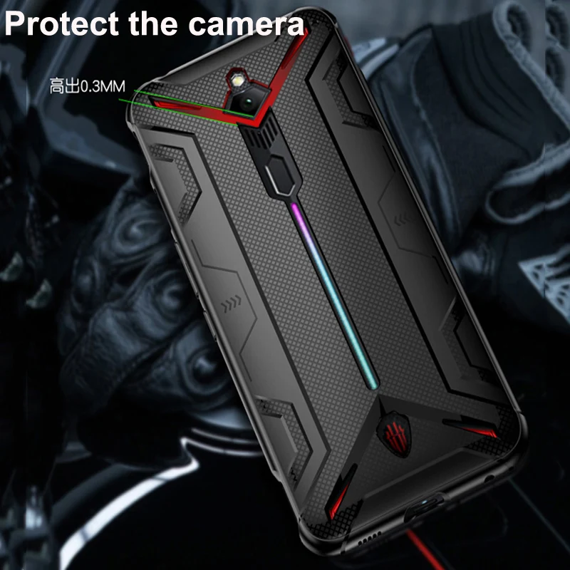 Shockproof Protective TPU Soft Case for Nubia Red Magic 3 / 3S Heat Dissipation Cover with original Red Magic PUBG Game Gamepad
