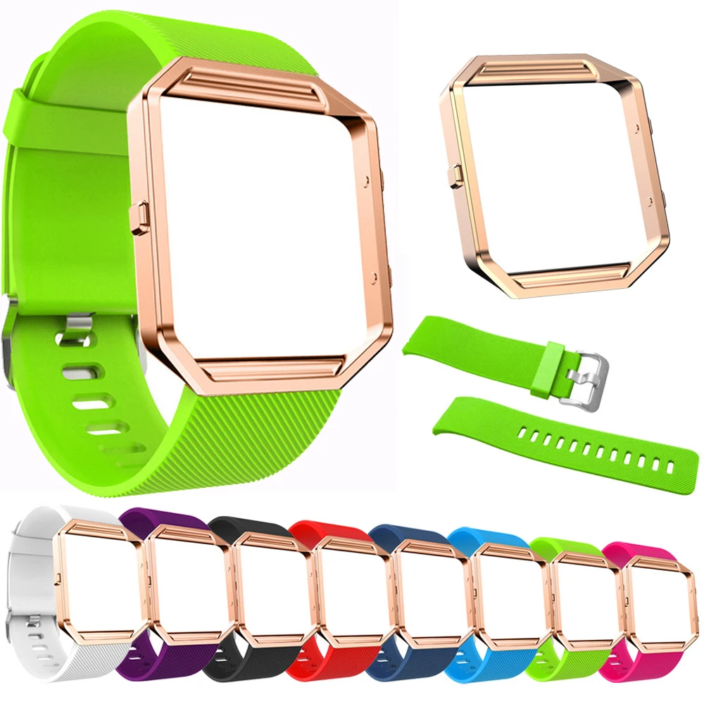 

For Fitbit blaze silicone strap with rose gold bezel for Fitbit blaze new sport unisex Fashion classic wristband strap accessory
