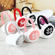 1 шт. Рождественский узор снежинки Вязание Шерсть Сращивание плюшевый теплый наушник искусственный мех держать тепло гарнитура Головной убор