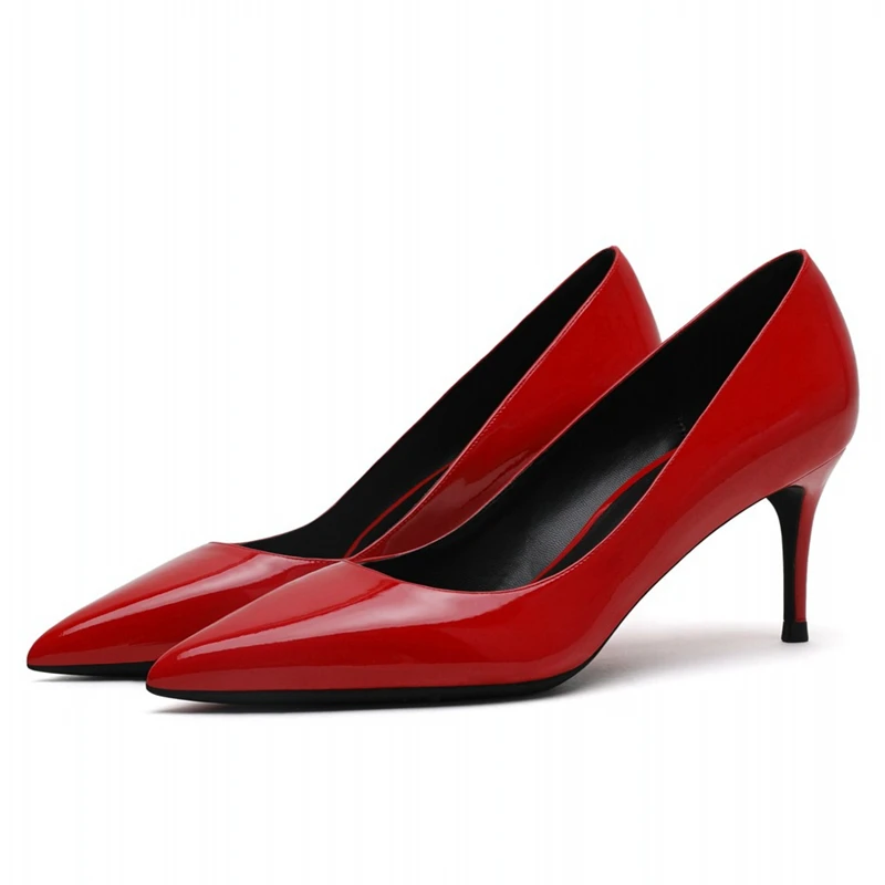 

2020 Spring Autumn Women 6cm High Heels Ladies Pumps Whie Red Black Female Office Pointed Toe Pumps Shoes Big Size C0035