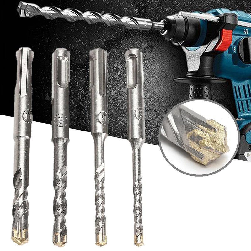 DWZ 110mm 5/6/8/10 mm SDS Plus Masonry Crosshead Twin spiral Hammer Drill Bits