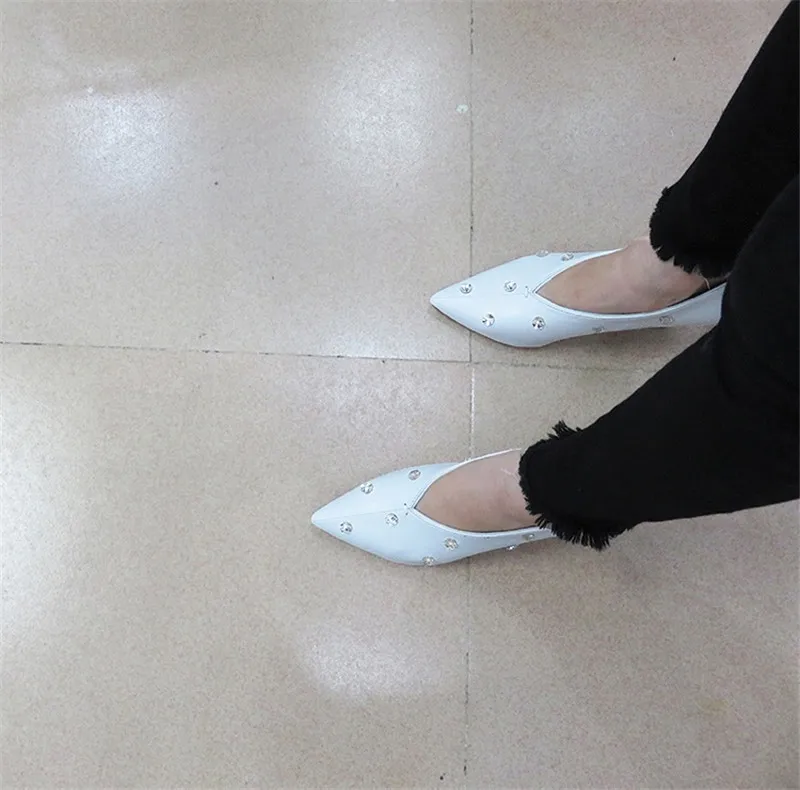 New V-mouth Pumps Women Shoes Sexy Pointed Toe Grandmother Shoe Woman Pumps Shallow Rhinestone Single Lady High Small Heels Shoe