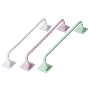 

3pcs Towel Racks Plastic Single Towel Bar No Punch Storage Racks Towel Hangers