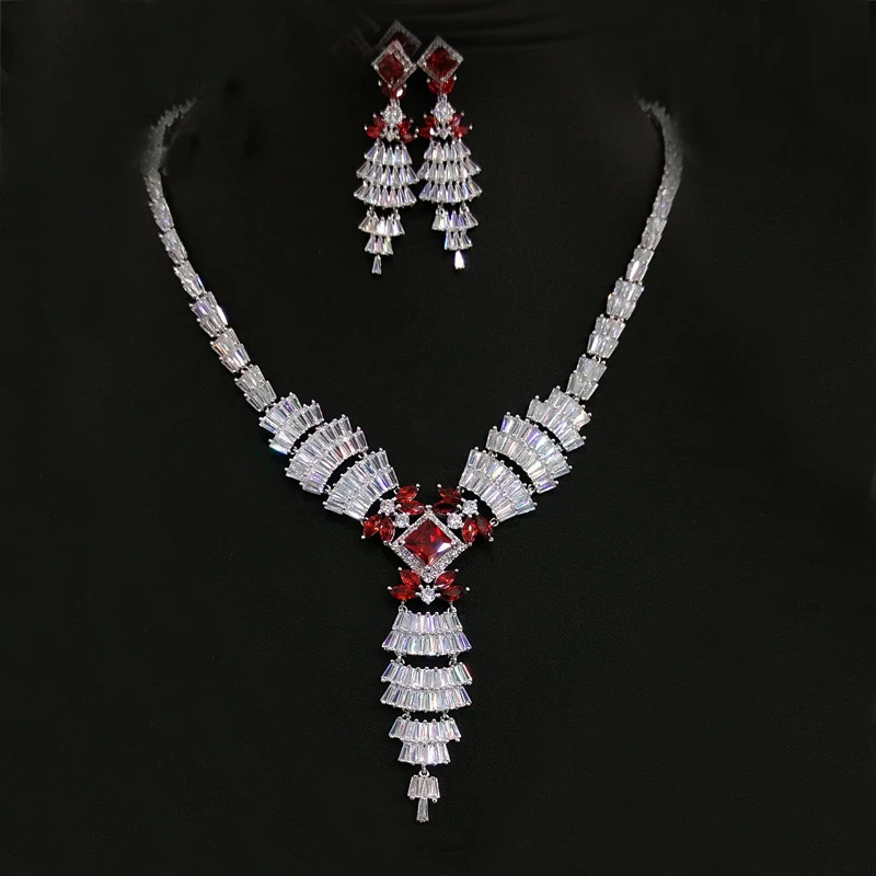 2017 Luxury White Gold Color Plant Cubic Zirconia Big Dubai Bridal