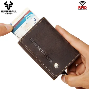 

2020 Men Credit Card Holder RFID Blocking RFID Vintage Aluminium Business ID Card Case Automatic Card Holder Blocking Card Walet