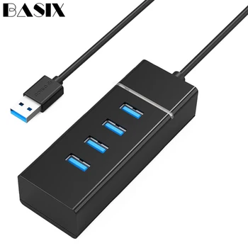 

Basix USB HUB 3.0 Multi USB 3.0 HUB Splitter 4 Port Multiple USB Port Adapter with LED Light for PC Computer laptoop usb hub