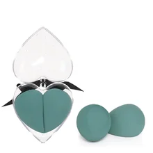 2 шт. косметический ворсовый порошковый слоеный многоразовый моющийся эластичный мягкий не латексный инструмент для макияжа влажное сухое использование в форме сердца коробка для лица