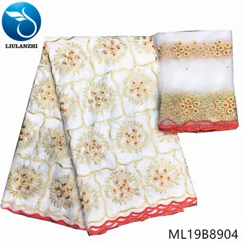 

LIULANZHI african bazin fabrics white bazin getzner with beads Fashion embroidery bazin riche fabric for wedding 7yards ML19B89