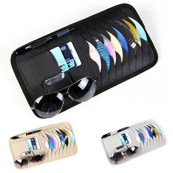 

Car Styling Car CD DVD Holder Disc Leather Storage Case Sunglasses Card Organizer Sun Visor Sleeve Wallet Clip