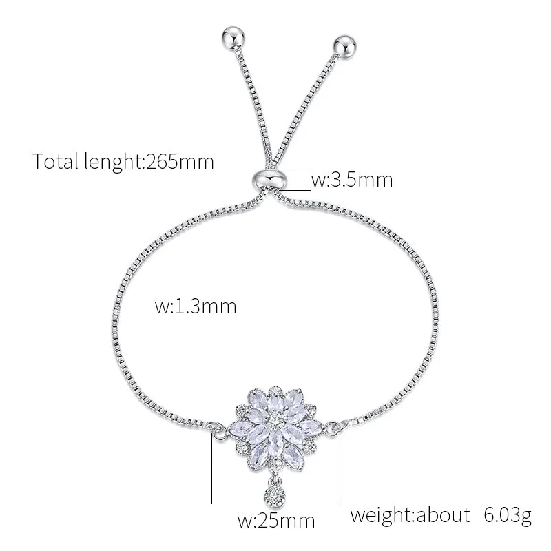 Роскошный женский цветок Снежинка браслет серебристый цвет регулируемый браслеты модные вечерние свадебные браслеты для женщин