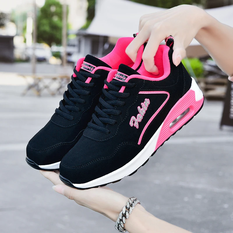 Zapatillas de deporte de invierno para mujer, acolchado para correr, aumento de altura, cuña, moda de tenis para talla grande calzado para gimnasio - AliExpress Deportes y entretenimiento