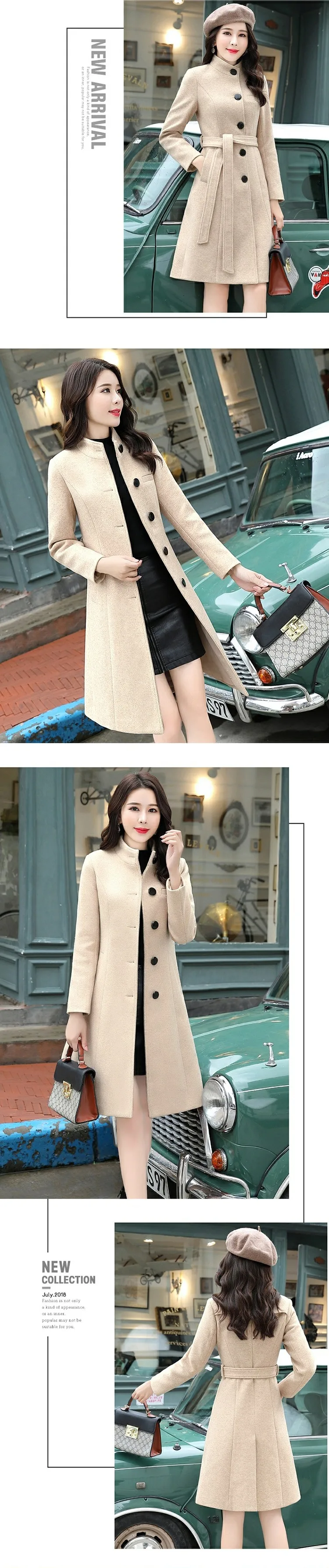 High-end Slim Long Wool Coat Autumn Winter New Korean Wool Jacket Ladies Fashion Woolen Overcoat Women Elegant Outerwear