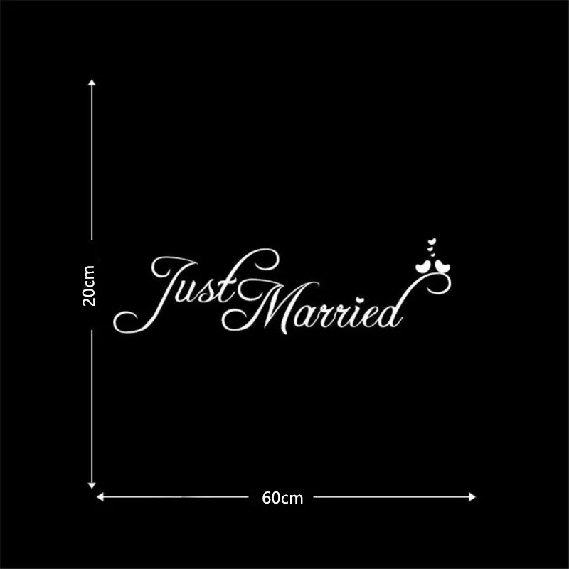 100pcs Just Married Car Decals Window Stickers Window Cling 8' x 23.5' White Perfect for Wedding Honeymoon