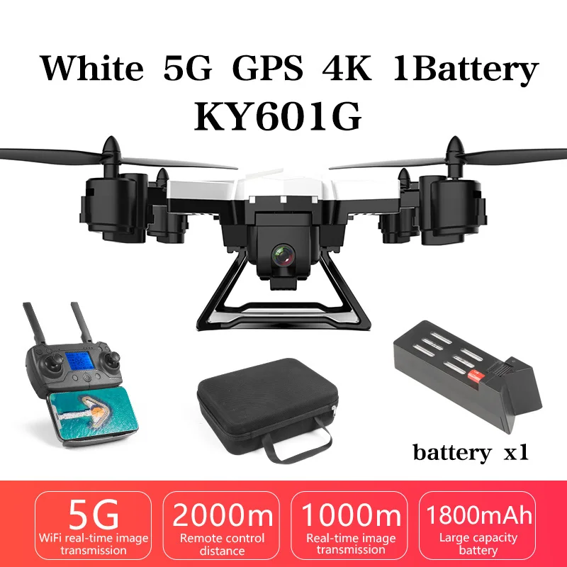 White 5G GPS 4K 1B Новое поступление, gps Дрон, Квадрокоптер, 2000 метров, Контроль расстояния, Радиоуправляемый вертолет, Дрон с 5G 4K HD камерой, складной KY601G KY601S - Цвет: White 5G GPS 4K 1B