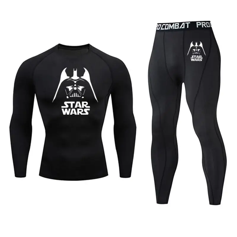 Star Wars Men thermal Underwear Set Compression Quick Drying Thermo fleece Men Clothing warm Shirt Fitness MMA men's full suit