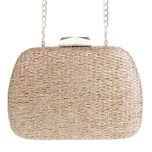 Женские вечерние сумки ручной работы, плетеные соломенные кошельки для банкета с цепочкой, сумки на плечо с цепочкой, Прямая поставка MN1632