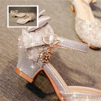 

Summer Hot Children's Sandals Crystal Princess Shoes With Butterfly Height increasing Shoes,Stage Performance Shoes For Girls