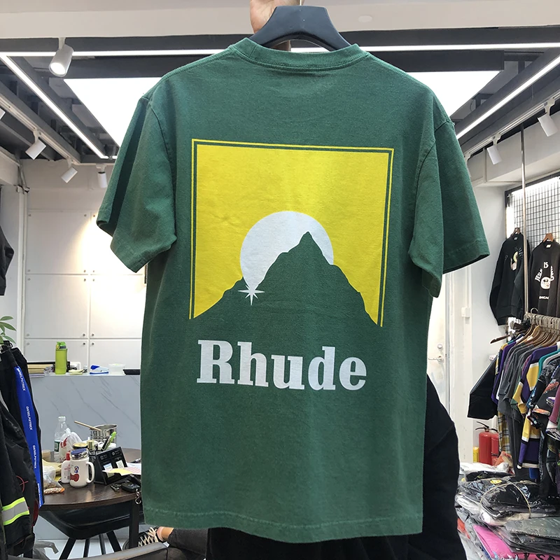 Rhude green t shirt Clearance