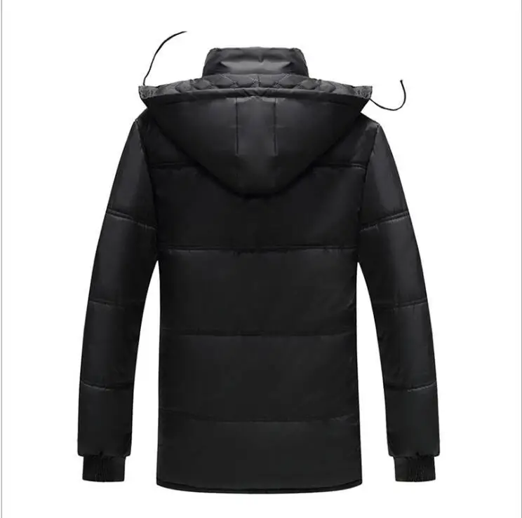18 New Style Brushed And Thick Mid-length Men Cotton-padded Jacket Hooded Men's Warm Large Cotton Overcoat