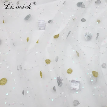 

1meter 130cm New Embroidered Sequin Planet Mesh Tulle Fabric for Tutu Skirt Wedding Party Stage Dress DIY Decoration Material