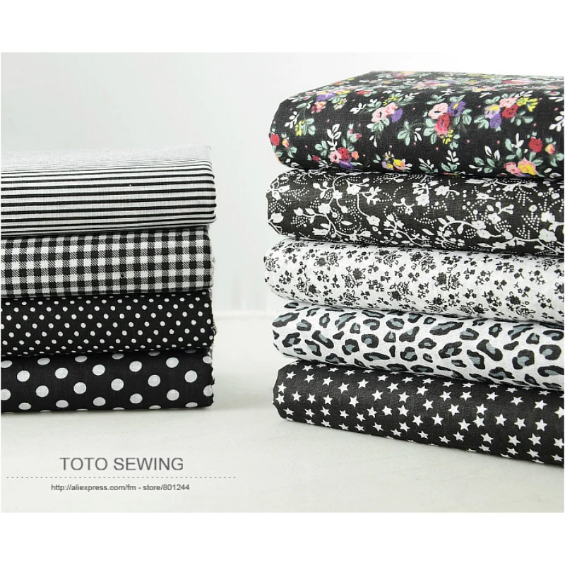 50cmx50cm 9 Designs &quotBlack Set&quot Fat Quarters Bundle Cotton Fabric for Sewing Tolda Scrapbooking Quilting Patchwork Doll W3B5 6|fabric