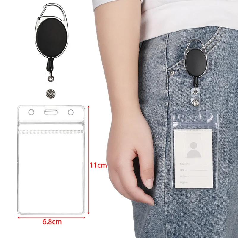 1Pcs Hot Women Male Credit Visit Bus Credit Card Case Retractable Badge Holders with Reel Clip and Clear ID Card Holder Dropship