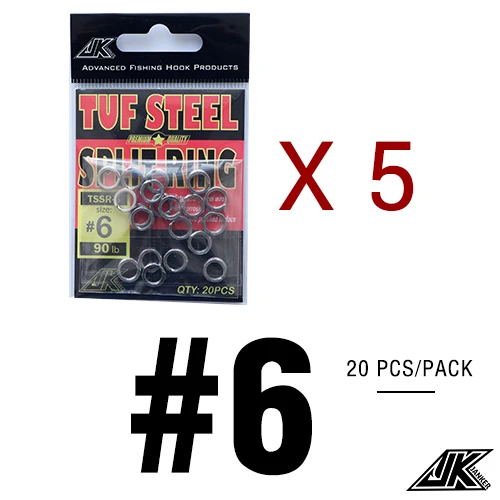 No.6-100pc-5pack 5 упаковок 50-300LB разрезное кольцо для рыбалки разъем тяжелый SUS304 345678910# приманка твердые кольца петля помощь крюк для нахлыстовая катушка для морской ловли джиггинг - Цвет: No.6-100pc-5pack