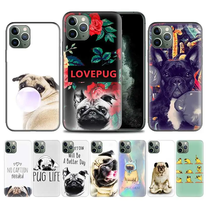 Французский бульдог Собака мопс чехол для Apple iPhone 11 Pro XS Max XR X 7 8 6 6S Plus 5 5S SE 12 мини