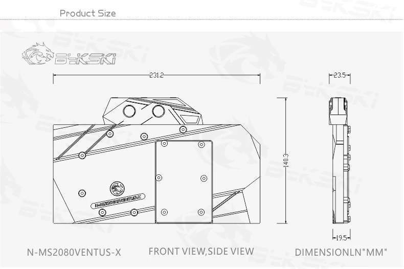 Bykski N-MS2080VENTUS-X, полное покрытие видеокарты водяного охлаждения блок, для MSI RTX2080 8G Ventus V2/RTX2070 Super 8G Ventus