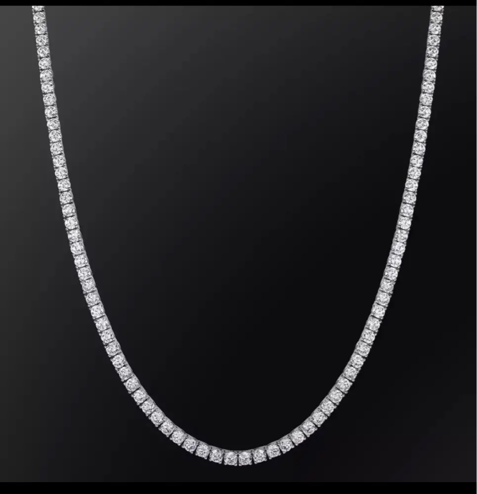LUOWEND 18K Solid White Gold Necklace Fashion Moissanite Tennis Women Engagement Necklace Luxury Party Jewelry