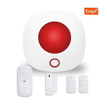 

Wireless siren with strobe light base on Tuya intelligent smart life Apps control built in Door open sensor PIR motion detector
