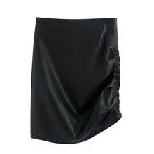 RR, высокая имитация кожи, юбки для женщин, модная Асимметричная юбка из искусственной кожи, женские элегантные мини-юбки для женщин LG