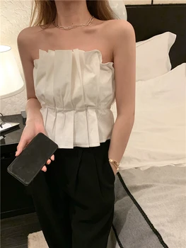

2020 Fashion Women Sexy Solid Summer Women Casual Tube Top Sleeveless Light Ripe Ol Temperament Was Thin hua bao xing Tube Top