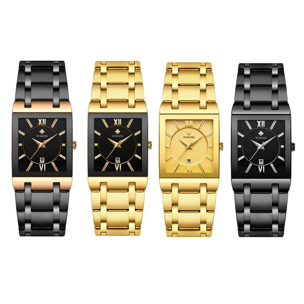 

8858 Mens Square Daily Waterproof Quartz Watch Sport Business Wrist Watch Analog Adjustable Pin Buckle Quartz Wristwatch