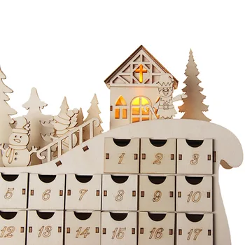 

DIY Craft Office Sleigh Design Wooden Gift Christmas Desk Calendar Drawer Event Ornament Living Room Home Festival Holiday