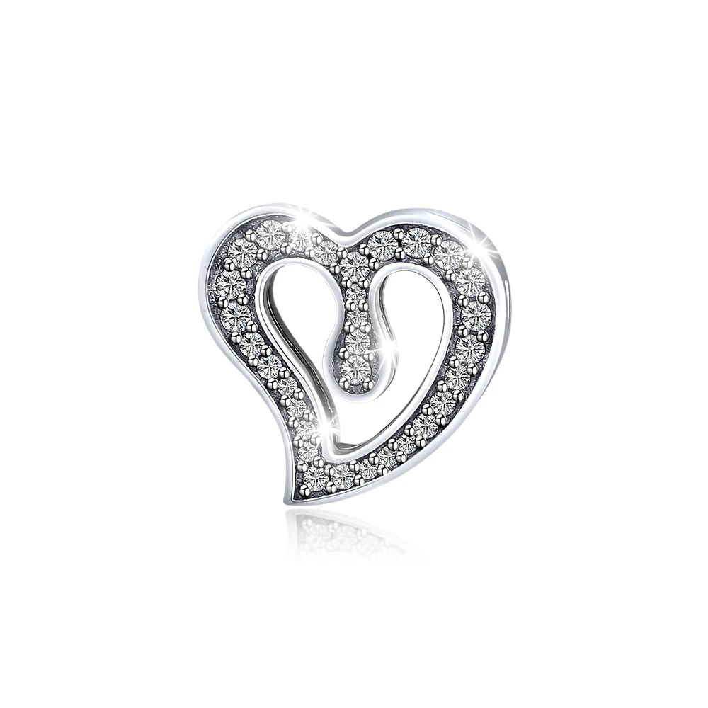 DIY Fits for Pandora Charms Bracelets Heart of Love Clip Beads 100% 925 Sterling-Silver-Jewelry Free Shipping | Украшения и