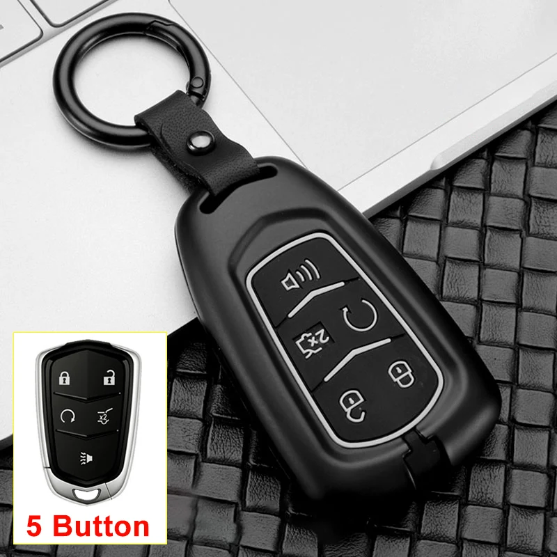 5 Button Black White Цинковый сплав автомобильный чехол для дистанционного ключа от машины крышка для Cadillac XT5 XT6 ATS ATSL XTS XT4 CT6 SRX CTS ATS ESV STS ELR DTS XT5 Escalade - Название цвета: 5 Button Black White